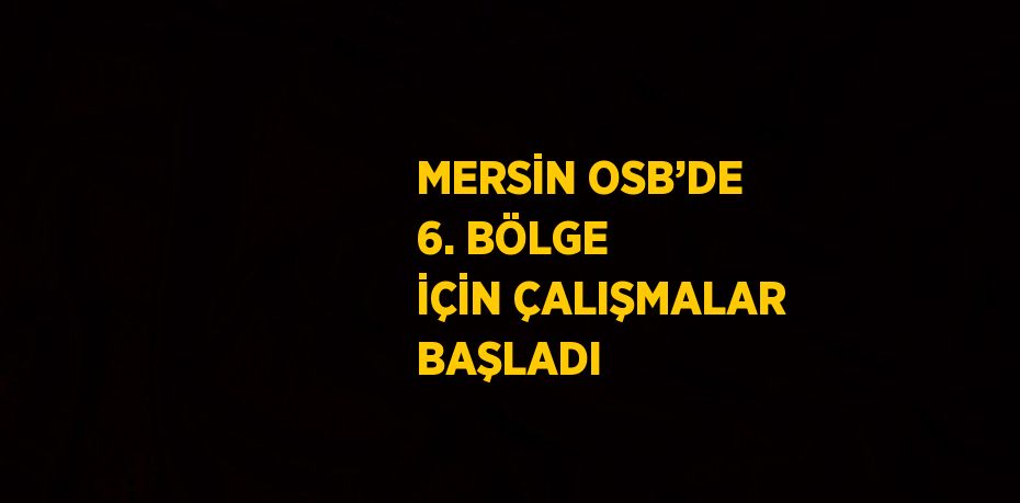 MERSİN OSB’DE 6. BÖLGE İÇİN ÇALIŞMALAR BAŞLADI