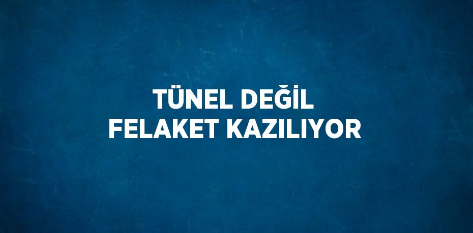 TÜNEL DEĞİL FELAKET KAZILIYOR