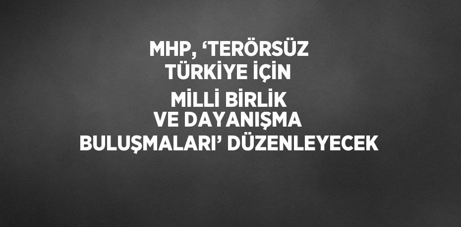 MHP, ‘TERÖRSÜZ TÜRKİYE İÇİN MİLLİ BİRLİK VE DAYANIŞMA BULUŞMALARI’ DÜZENLEYECEK