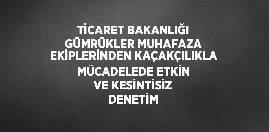TİCARET BAKANLIĞI GÜMRÜKLER MUHAFAZA EKİPLERİNDEN KAÇAKÇILIKLA MÜCADELEDE ETKİN VE KESİNTİSİZ DENETİM