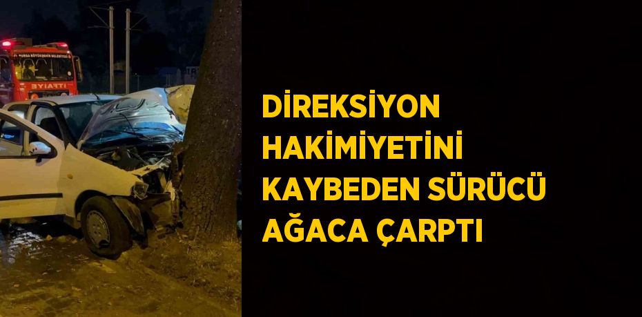 DİREKSİYON HAKİMİYETİNİ KAYBEDEN SÜRÜCÜ AĞACA ÇARPTI