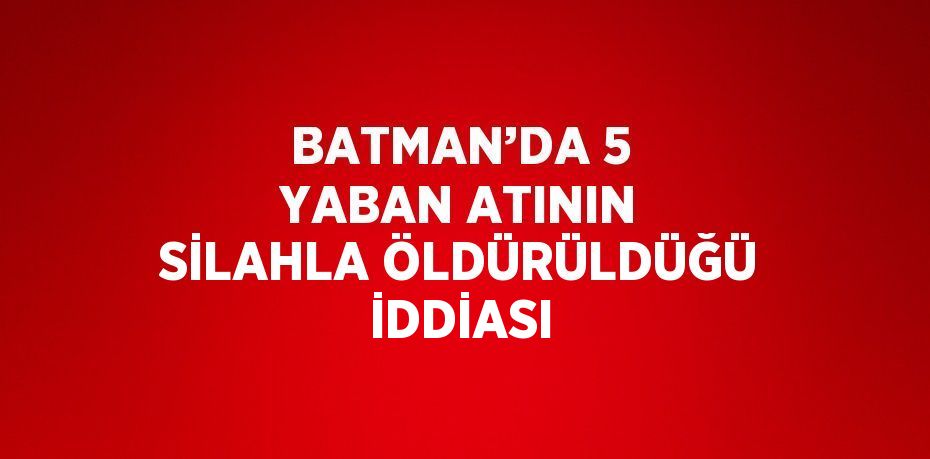BATMAN’DA 5 YABAN ATININ SİLAHLA ÖLDÜRÜLDÜĞÜ İDDİASI