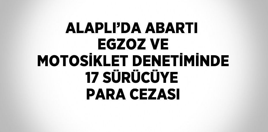 ALAPLI’DA ABARTI EGZOZ VE MOTOSİKLET DENETİMİNDE 17 SÜRÜCÜYE PARA CEZASI