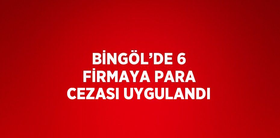 BİNGÖL’DE 6 FİRMAYA PARA CEZASI UYGULANDI