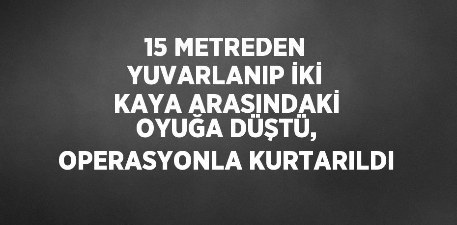 15 METREDEN YUVARLANIP İKİ KAYA ARASINDAKİ OYUĞA DÜŞTÜ, OPERASYONLA KURTARILDI