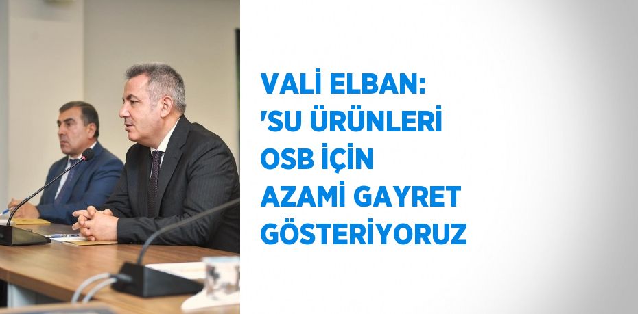 VALİ ELBAN: 'SU ÜRÜNLERİ OSB İÇİN AZAMİ GAYRET GÖSTERİYORUZ