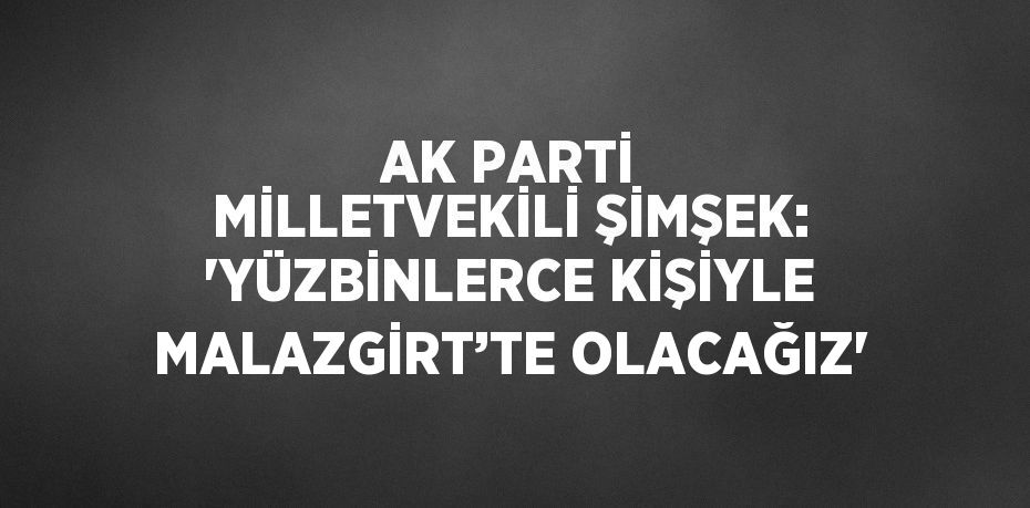 AK PARTİ MİLLETVEKİLİ ŞİMŞEK: 'YÜZBİNLERCE KİŞİYLE MALAZGİRT’TE OLACAĞIZ'