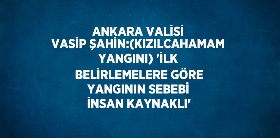 ANKARA VALİSİ VASİP ŞAHİN:(KIZILCAHAMAM YANGINI) 'İLK BELİRLEMELERE GÖRE YANGININ SEBEBİ İNSAN KAYNAKLI'