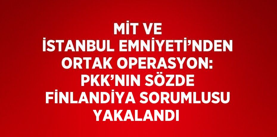 MİT VE İSTANBUL EMNİYETİ’NDEN ORTAK OPERASYON: PKK’NIN SÖZDE FİNLANDİYA SORUMLUSU YAKALANDI