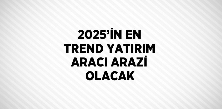 2025’İN EN TREND YATIRIM ARACI ARAZİ OLACAK