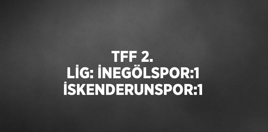 TFF 2. LİG: İNEGÖLSPOR:1 İSKENDERUNSPOR:1