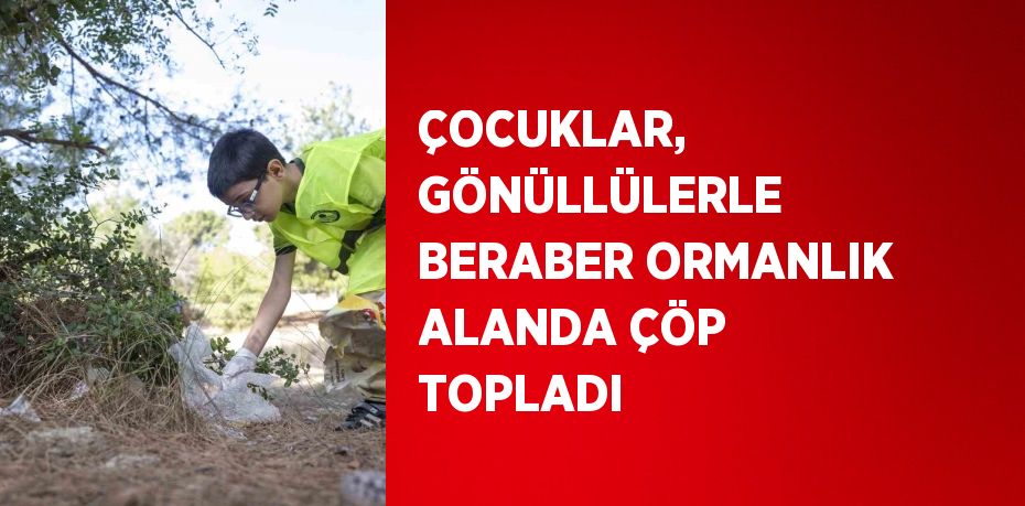 ÇOCUKLAR, GÖNÜLLÜLERLE BERABER ORMANLIK ALANDA ÇÖP TOPLADI