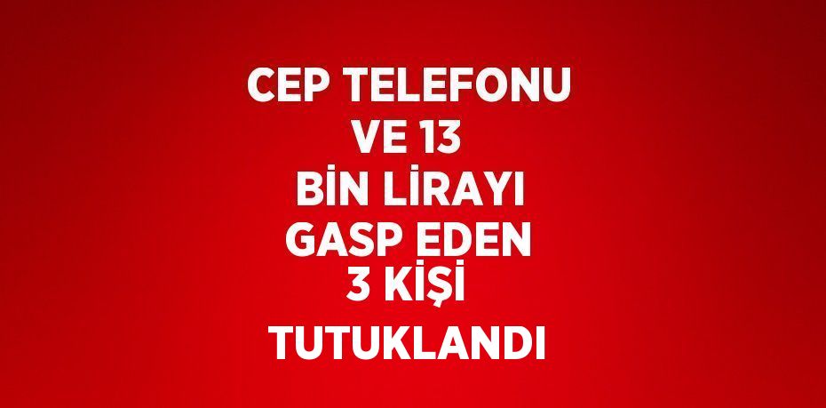 CEP TELEFONU VE 13 BİN LİRAYI GASP EDEN 3 KİŞİ TUTUKLANDI