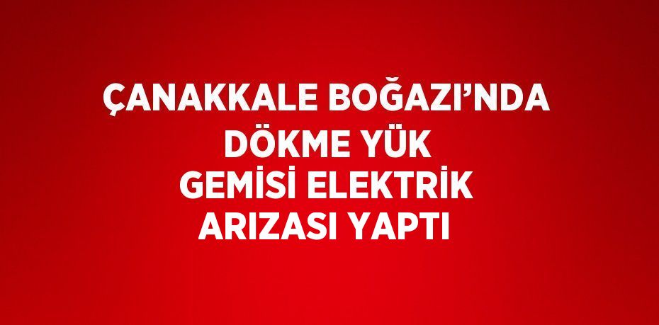 ÇANAKKALE BOĞAZI’NDA DÖKME YÜK GEMİSİ ELEKTRİK ARIZASI YAPTI