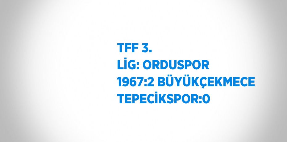 TFF 3. LİG: ORDUSPOR 1967:2 BÜYÜKÇEKMECE TEPECİKSPOR:0