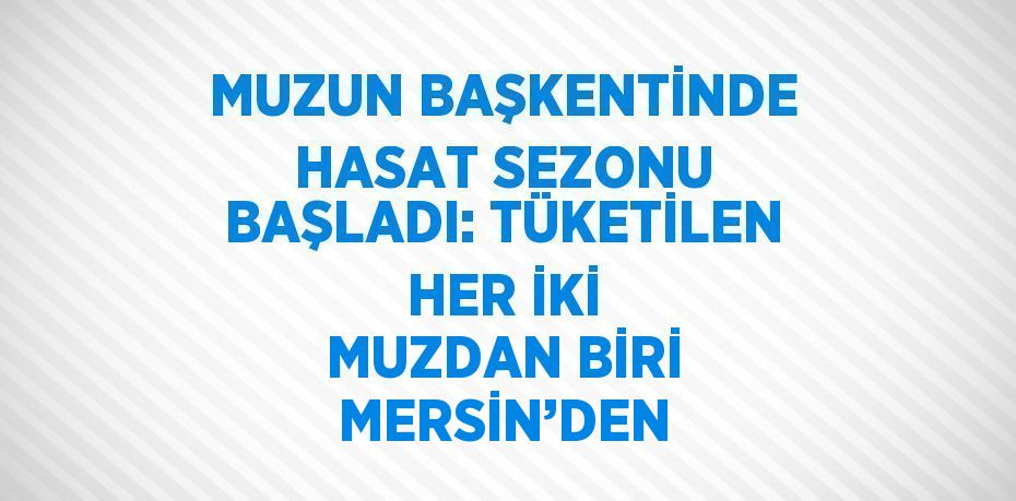 MUZUN BAŞKENTİNDE HASAT SEZONU BAŞLADI: TÜKETİLEN HER İKİ MUZDAN BİRİ MERSİN’DEN