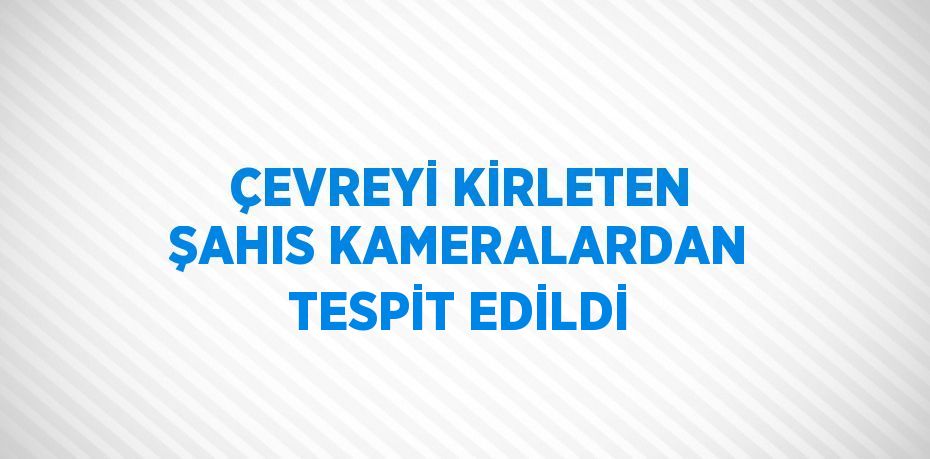 ÇEVREYİ KİRLETEN ŞAHIS KAMERALARDAN TESPİT EDİLDİ