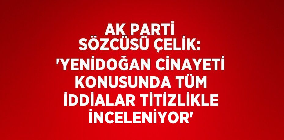 AK PARTİ SÖZCÜSÜ ÇELİK: 'YENİDOĞAN CİNAYETİ KONUSUNDA TÜM İDDİALAR TİTİZLİKLE İNCELENİYOR'