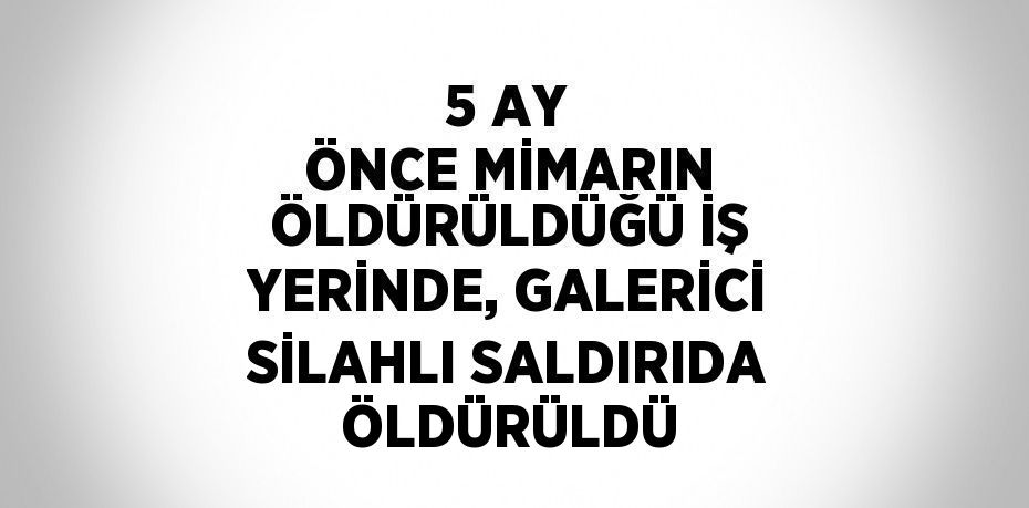 5 AY ÖNCE MİMARIN ÖLDÜRÜLDÜĞÜ İŞ YERİNDE, GALERİCİ SİLAHLI SALDIRIDA ÖLDÜRÜLDÜ