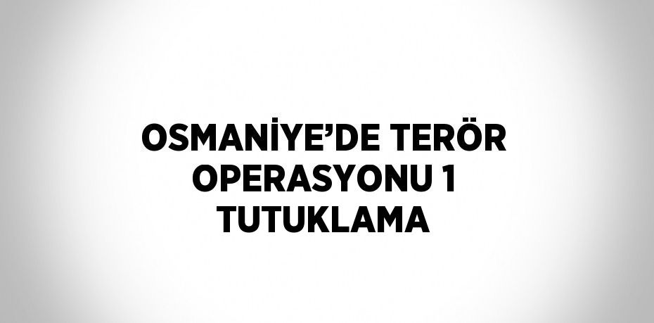 OSMANİYE’DE TERÖR OPERASYONU 1 TUTUKLAMA