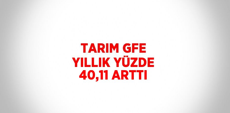 TARIM GFE YILLIK YÜZDE 40,11 ARTTI