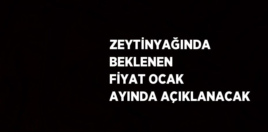 ZEYTİNYAĞINDA BEKLENEN FİYAT OCAK AYINDA AÇIKLANACAK