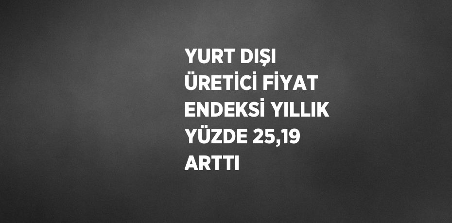 YURT DIŞI ÜRETİCİ FİYAT ENDEKSİ YILLIK YÜZDE 25,19 ARTTI