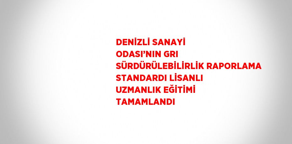 DENİZLİ SANAYİ ODASI’NIN GRI SÜRDÜRÜLEBİLİRLİK RAPORLAMA STANDARDI LİSANLI UZMANLIK EĞİTİMİ TAMAMLANDI