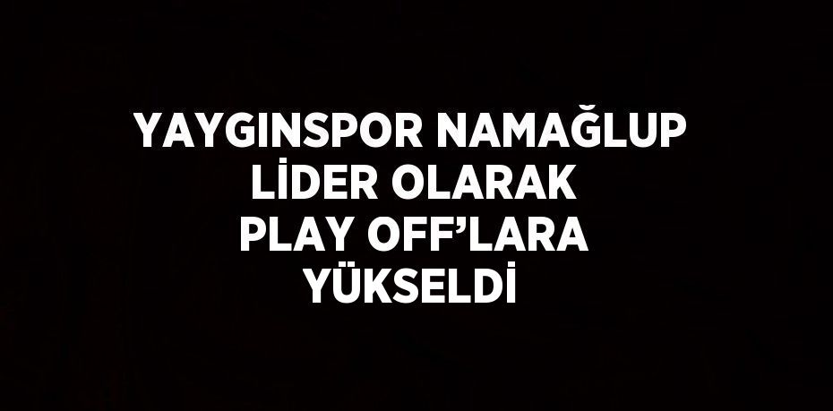 YAYGINSPOR NAMAĞLUP LİDER OLARAK PLAY OFF’LARA YÜKSELDİ