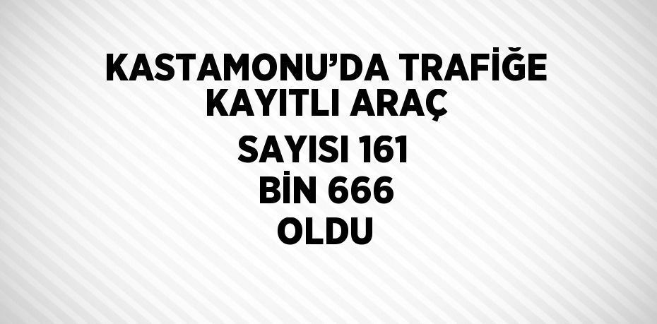 KASTAMONU’DA TRAFİĞE KAYITLI ARAÇ SAYISI 161 BİN 666 OLDU