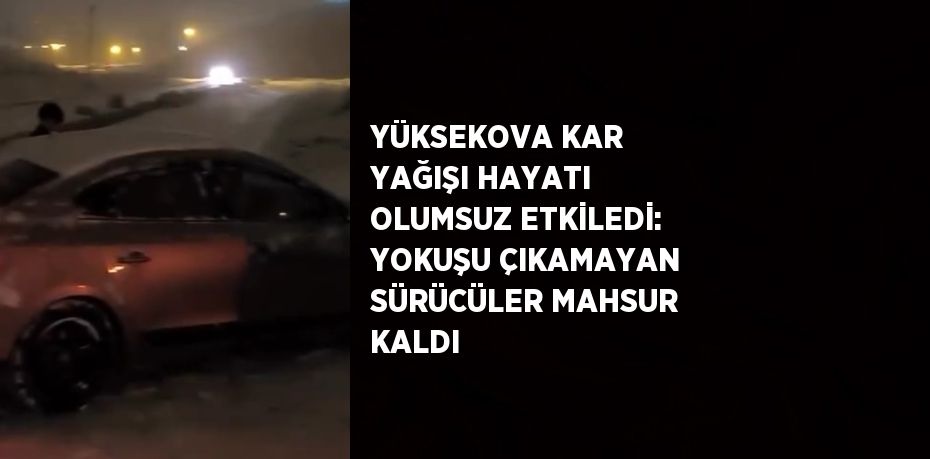 YÜKSEKOVA KAR YAĞIŞI HAYATI OLUMSUZ ETKİLEDİ: YOKUŞU ÇIKAMAYAN SÜRÜCÜLER MAHSUR KALDI