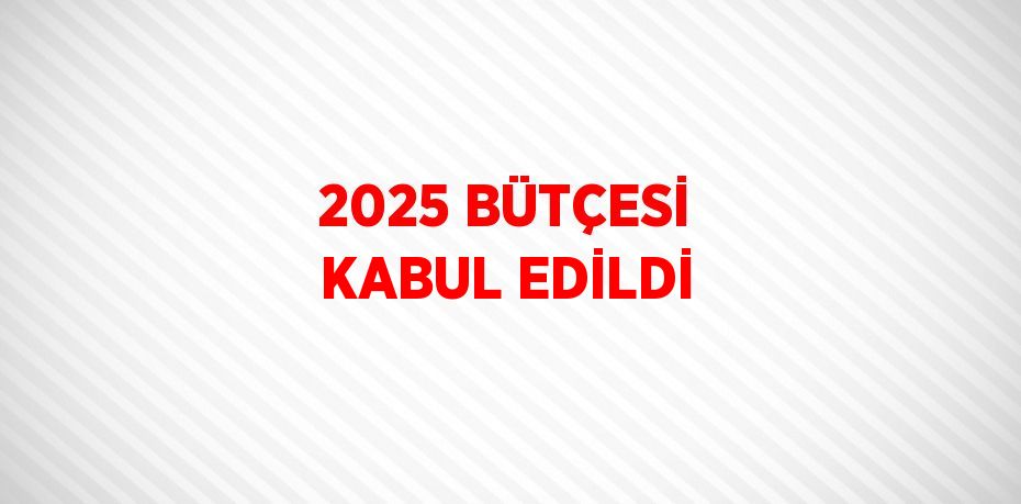 2025 BÜTÇESİ KABUL EDİLDİ