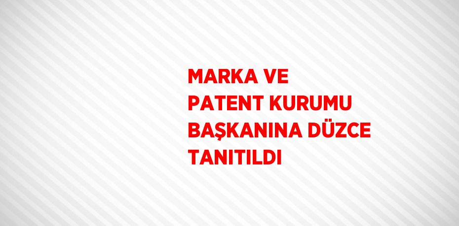 MARKA VE PATENT KURUMU BAŞKANINA DÜZCE TANITILDI