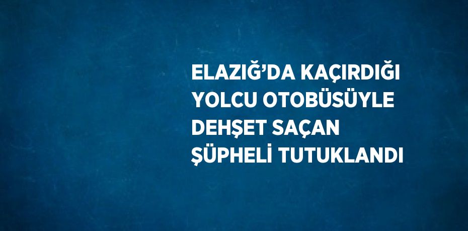 ELAZIĞ’DA KAÇIRDIĞI YOLCU OTOBÜSÜYLE DEHŞET SAÇAN ŞÜPHELİ TUTUKLANDI