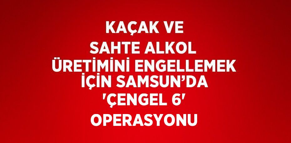 KAÇAK VE SAHTE ALKOL ÜRETİMİNİ ENGELLEMEK İÇİN SAMSUN’DA 'ÇENGEL 6' OPERASYONU