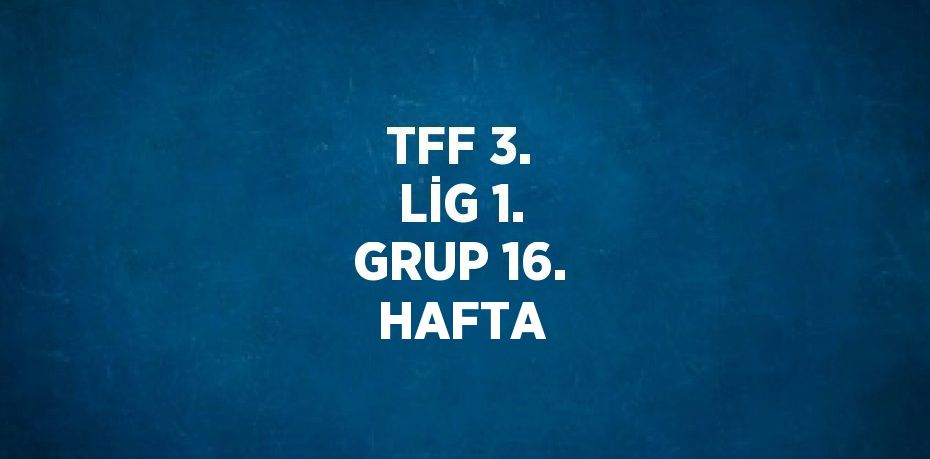 TFF 3. LİG 1. GRUP 16. HAFTA