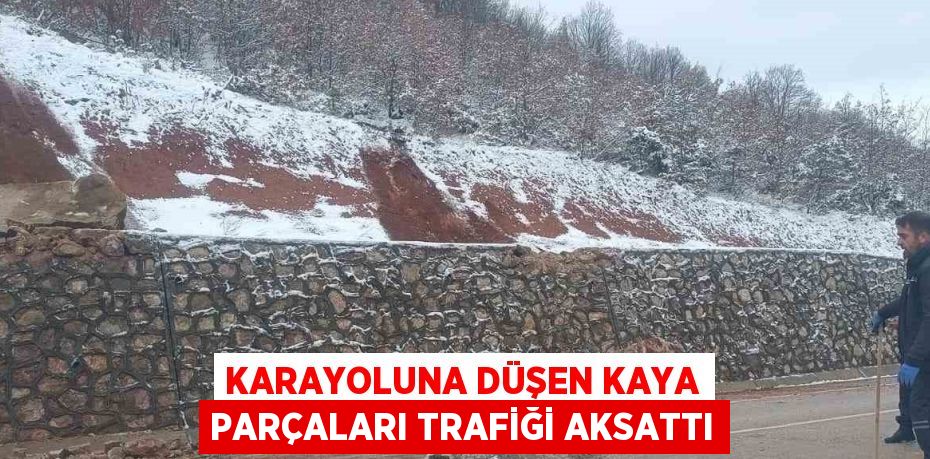 KARAYOLUNA DÜŞEN KAYA PARÇALARI TRAFİĞİ AKSATTI