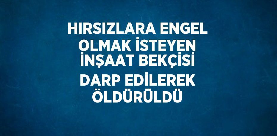 HIRSIZLARA ENGEL OLMAK İSTEYEN İNŞAAT BEKÇİSİ DARP EDİLEREK ÖLDÜRÜLDÜ