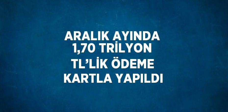 ARALIK AYINDA 1,70 TRİLYON TL’LİK ÖDEME KARTLA YAPILDI