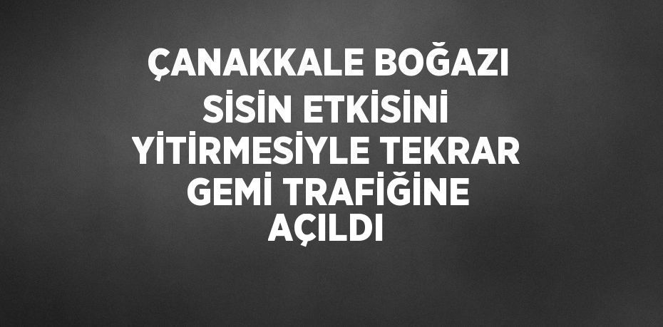 ÇANAKKALE BOĞAZI SİSİN ETKİSİNİ YİTİRMESİYLE TEKRAR GEMİ TRAFİĞİNE AÇILDI