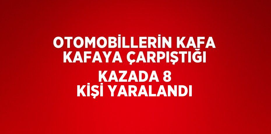 OTOMOBİLLERİN KAFA KAFAYA ÇARPIŞTIĞI KAZADA 8 KİŞİ YARALANDI