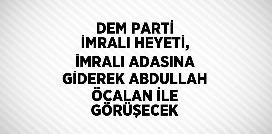 DEM PARTİ İMRALI HEYETİ, İMRALI ADASINA GİDEREK ABDULLAH ÖCALAN İLE GÖRÜŞECEK