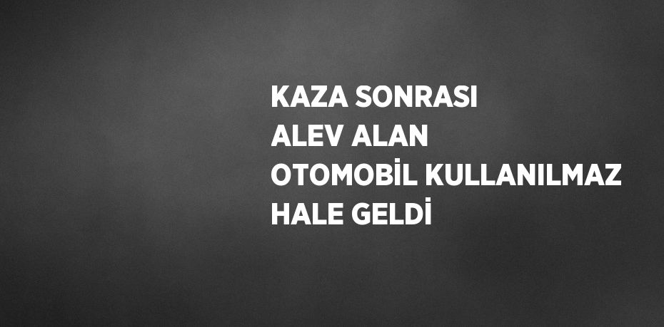 KAZA SONRASI ALEV ALAN OTOMOBİL KULLANILMAZ HALE GELDİ