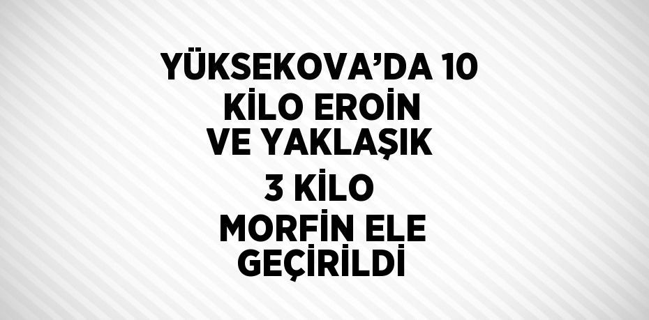 YÜKSEKOVA’DA 10 KİLO EROİN VE YAKLAŞIK 3 KİLO MORFİN ELE GEÇİRİLDİ