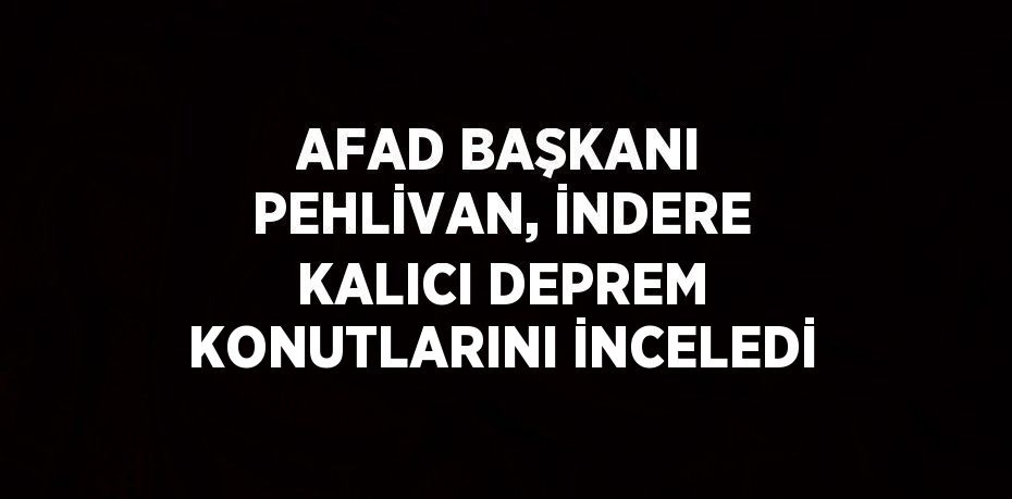 AFAD BAŞKANI PEHLİVAN, İNDERE KALICI DEPREM KONUTLARINI İNCELEDİ