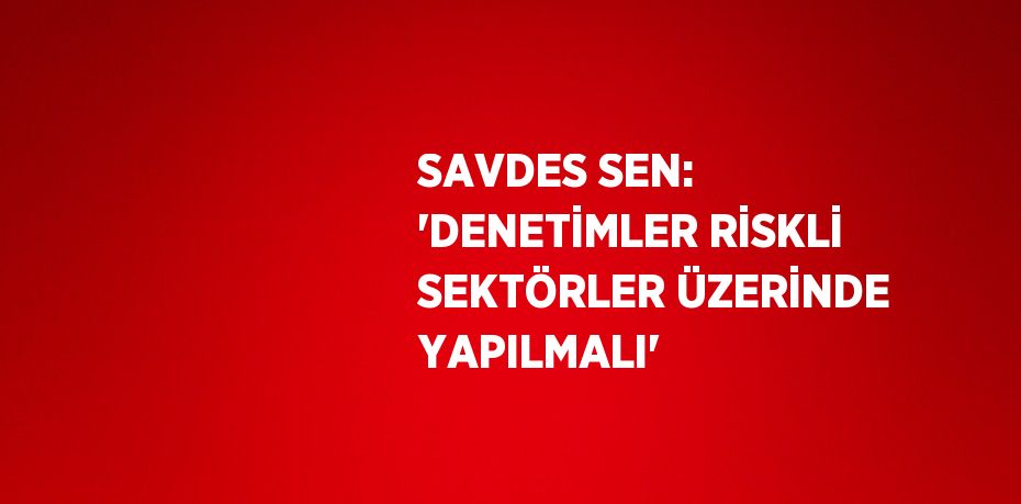 SAVDES SEN: 'DENETİMLER RİSKLİ SEKTÖRLER ÜZERİNDE YAPILMALI'