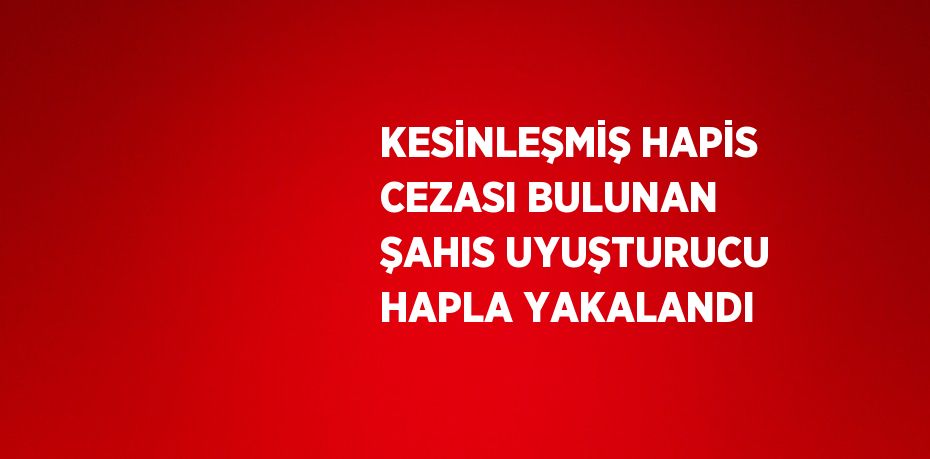 KESİNLEŞMİŞ HAPİS CEZASI BULUNAN ŞAHIS UYUŞTURUCU HAPLA YAKALANDI