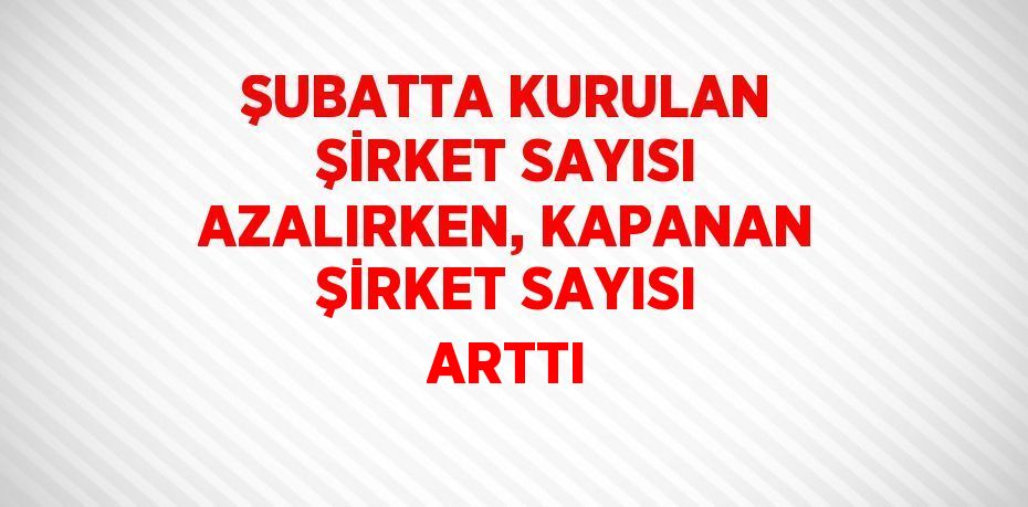 ŞUBATTA KURULAN ŞİRKET SAYISI AZALIRKEN, KAPANAN ŞİRKET SAYISI ARTTI