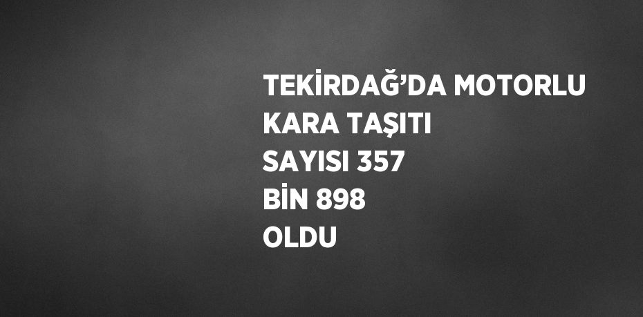 TEKİRDAĞ’DA MOTORLU KARA TAŞITI SAYISI 357 BİN 898 OLDU