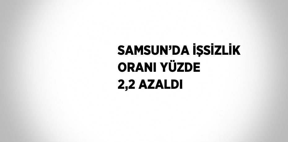 SAMSUN’DA İŞSİZLİK ORANI YÜZDE 2,2 AZALDI